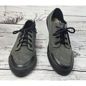 Shoes For Crews Women Delray Gray Black Canvas Slip-Resistant Shoes Sneakers 8M